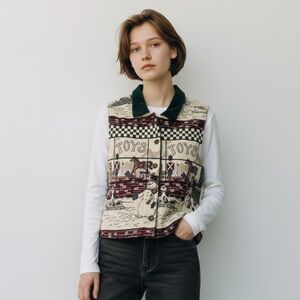 Vintage Toy-Themed Vest with Snowman Design